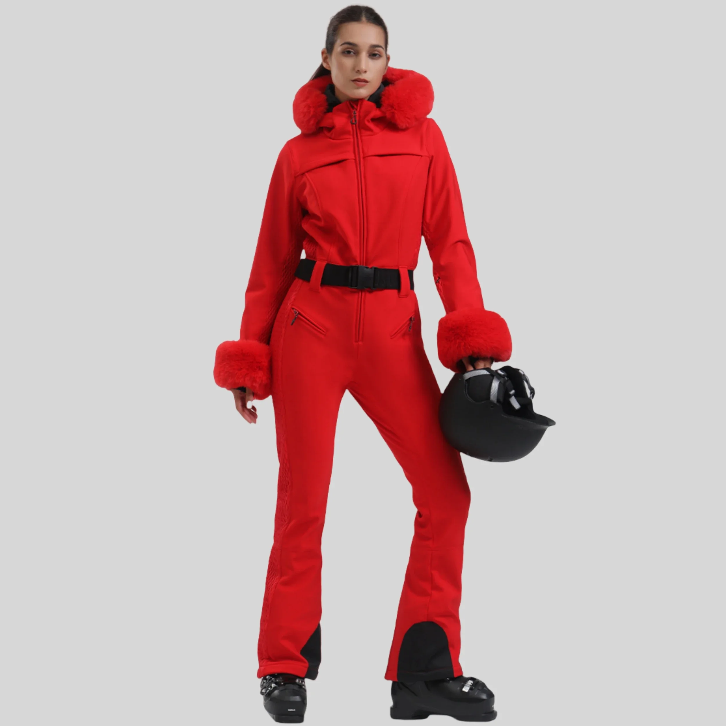 Thick Warm Skiing Suit Winter Waterproof Ski Clothes Snowfield Sport Overalls Outdoor Sportswear Female Slim Snowboard Jumpsuits