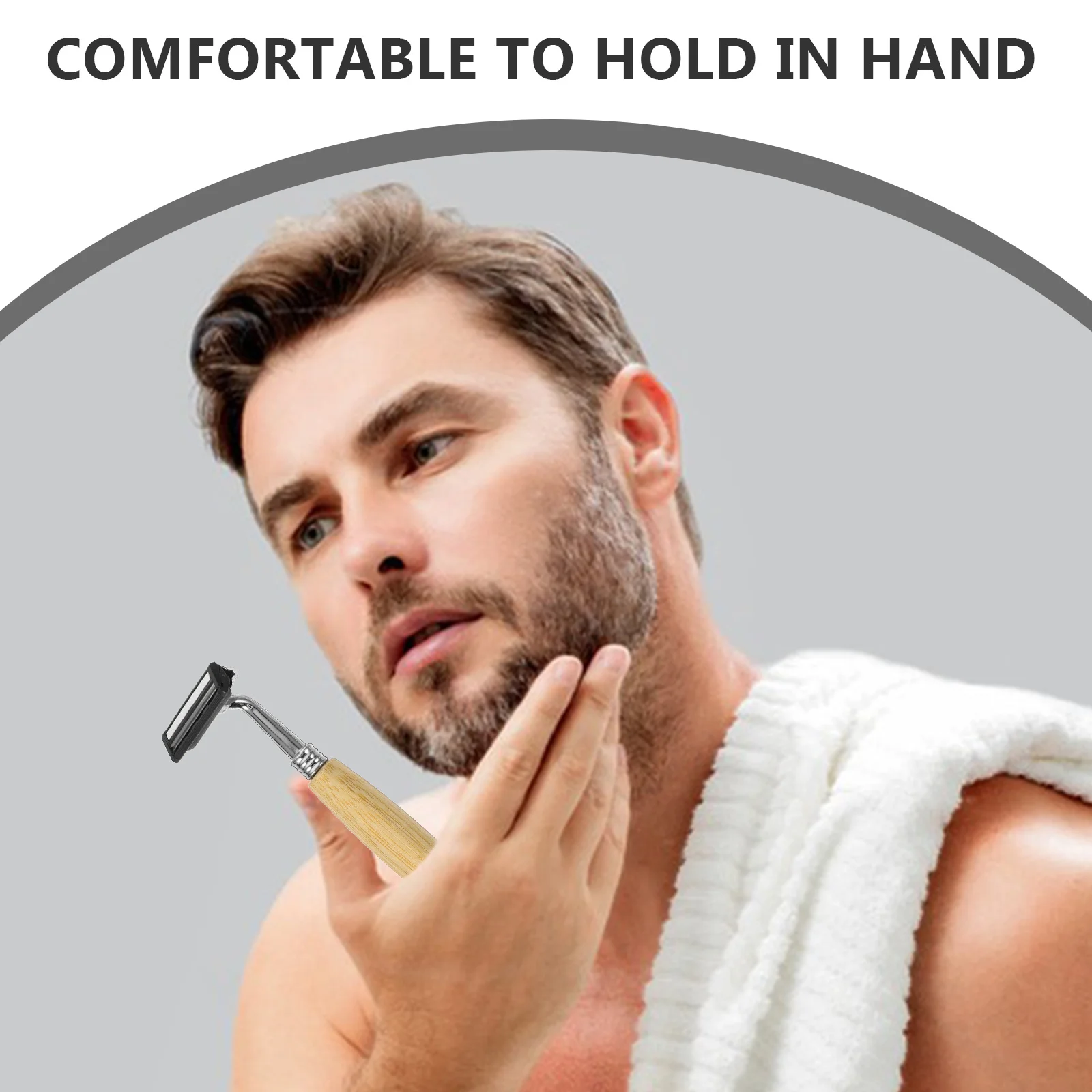 4 قطعة مقبض الخيزران الحلاقة شفرة الحلاقة مقص الشعر النمط القديم دليل ماكينة حلاقة المتقلب اللحية الفولاذ المقاوم للصدأ السلس هدية