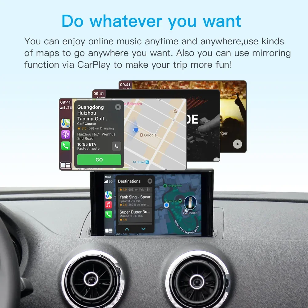 AUTOABC Wireless CarPlay Android Auto Interface for Audi A3 8V A4 B9 A5 Q2 Q5L AirPlay Mirror Link multi-media reversing camera