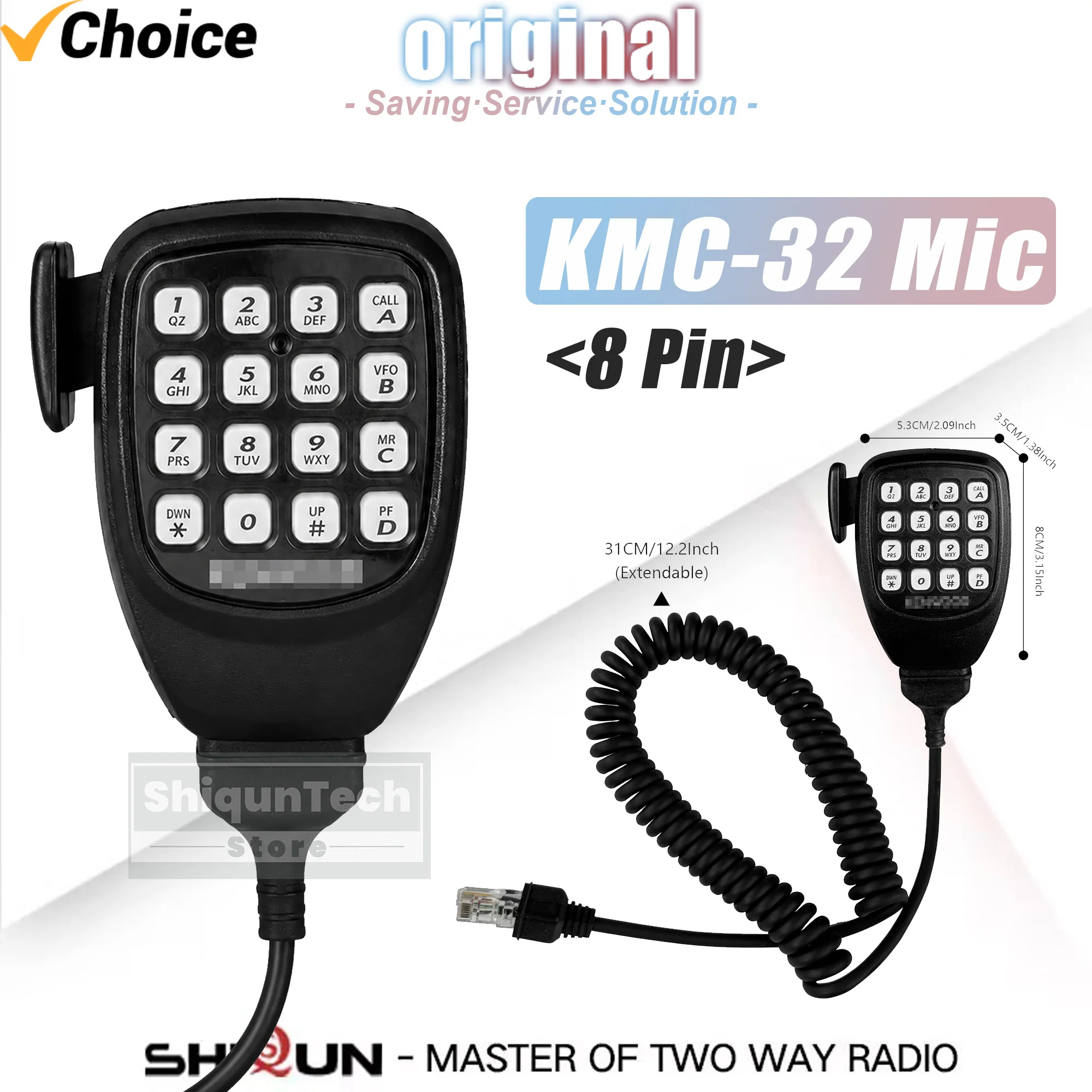 KMC-32 Handheld Mic 8-Pin Big PTT 16 key DTMF keyboards Speaker Microphone Compatible With TM-261 TK-8100 NX-800 TK-5720 TK-7150