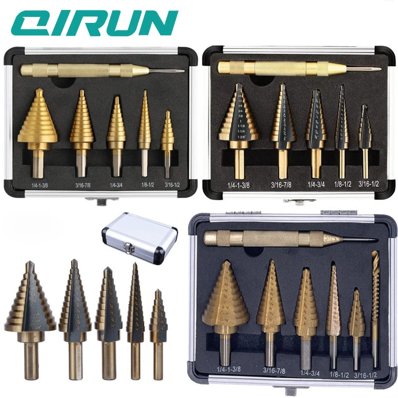 

Imperial 5PCS Pagoda Diamond 6PCS triangular handle straight groove step drill, reamer, high-speed steel drilling bit