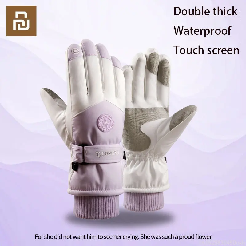 2022 Youpin Nanjiren Ski Gloves Female winter Warm Windproof Waterproof Touch-Screen Fleece Non-slip Cycling Gloves Men Women