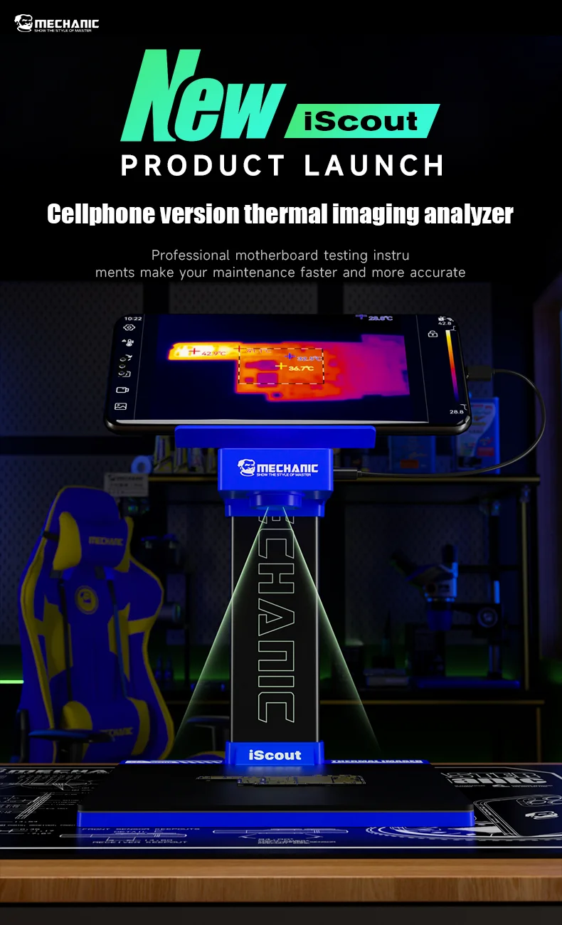 Mechanic iScout Infrared Thermal Imaging Analyzer 256x192 Adjustable Stand for Phone Motherboard Fault Leakage Detection Repair