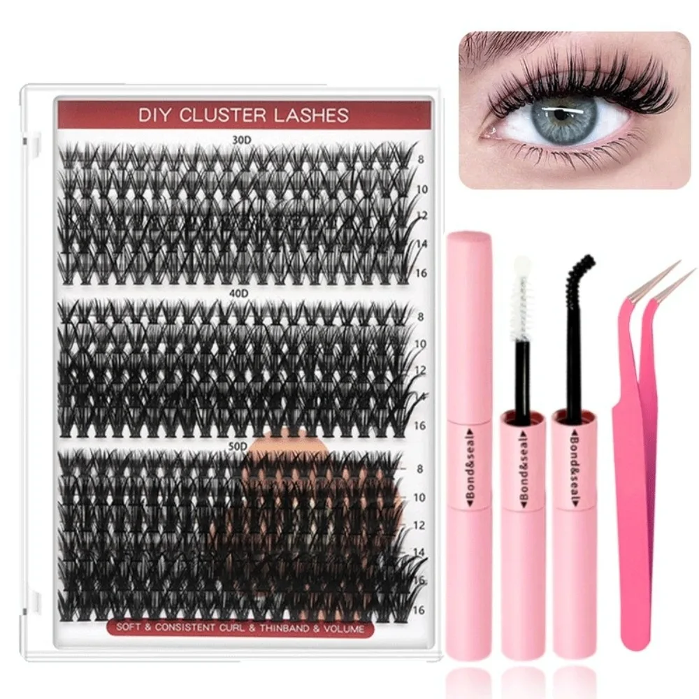 New 400pcs Set Cluster Eyelash Extensions Mix Length Colorful Lash Book Makeup Tool with Tweezers Eyelashes Mascara Personal Use
