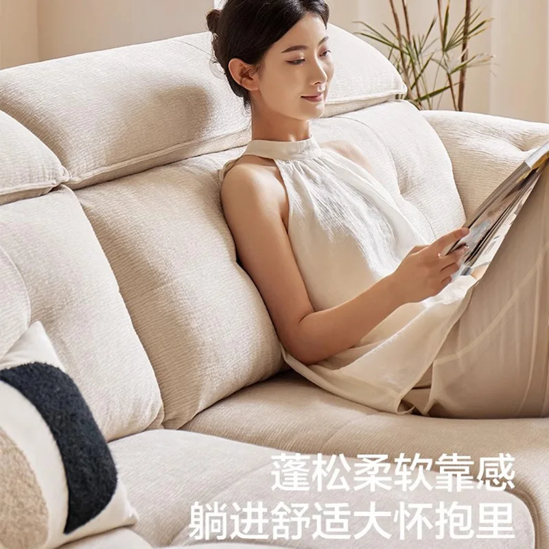 Small apartment living room cotton and linen sofa removable and washable chenille, double fabric sofa