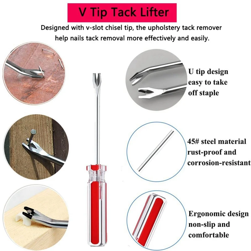 4Pcs Staple Remover Tack-Puller Nail Remover Tool Set Nail Puller Plier, Staple Puller, Tack-Lifter, Fastener Remove