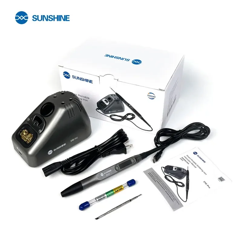 SUNSHINE S210 Pro Smart Portable Soldering Iron LED LCD Display 100-450℃ Free Temperature Control for Mobile Phone PCB Repair