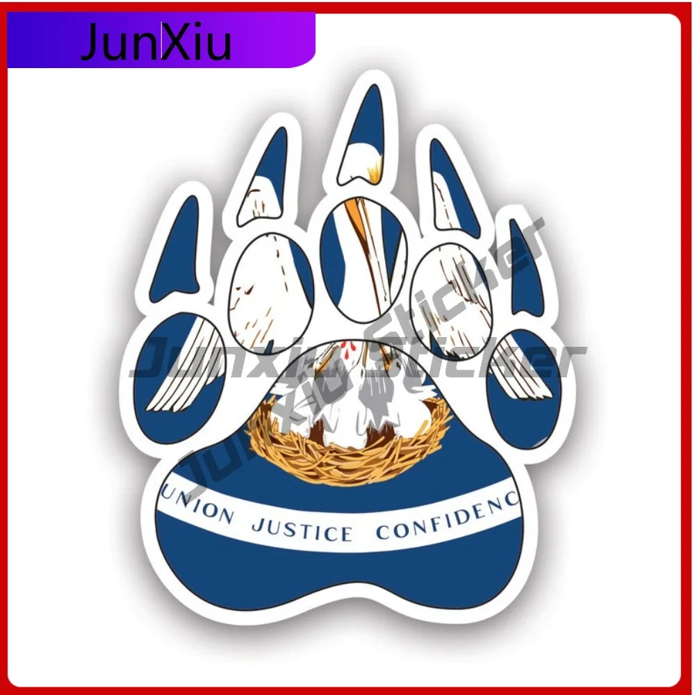 

Louisiana State Bear Print Shaped Sticker Creative Decals Grizzly Track Tracks Polar Outdoors Explore Hiking Camping State Flag