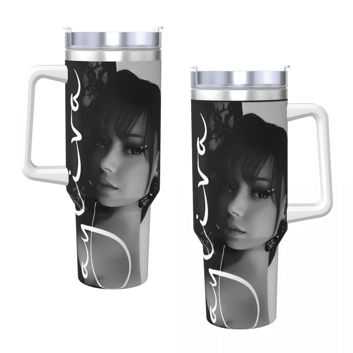 Ayliva Cool Singer Pop Music Car Mugs With Straws Travelist Cold Drink Water Bottle Portable Large Capacity Thermal Cups