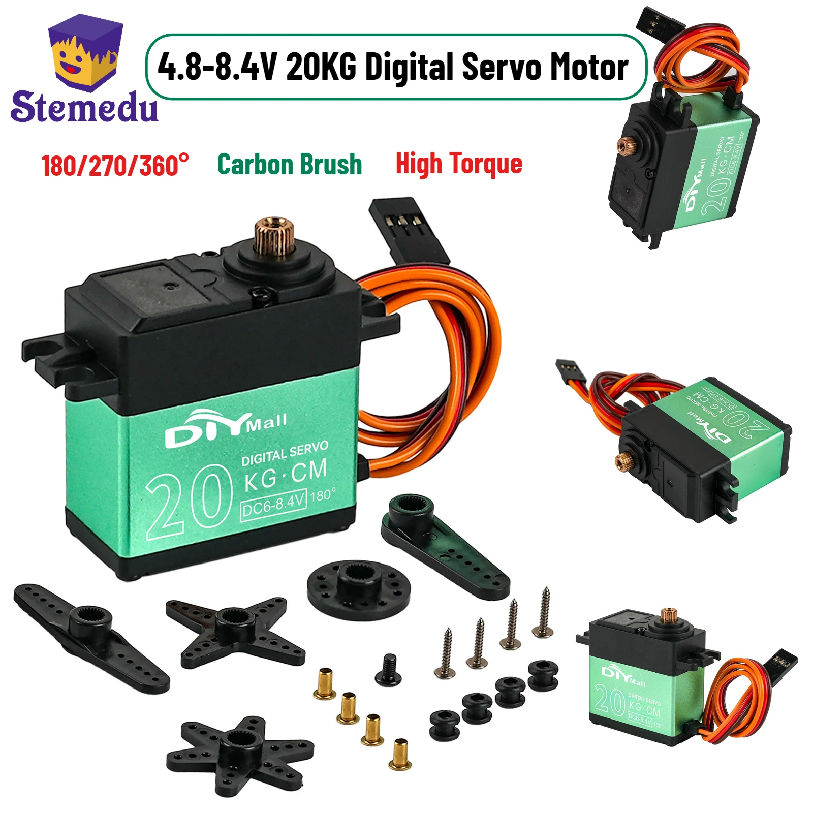 20KG 4.8-8.4V TD8820MG Digital Motor Servo sikat karbon setengah logam torsi tinggi 180/270/360 ° untuk Remote kontrol Robot mobil pesawat