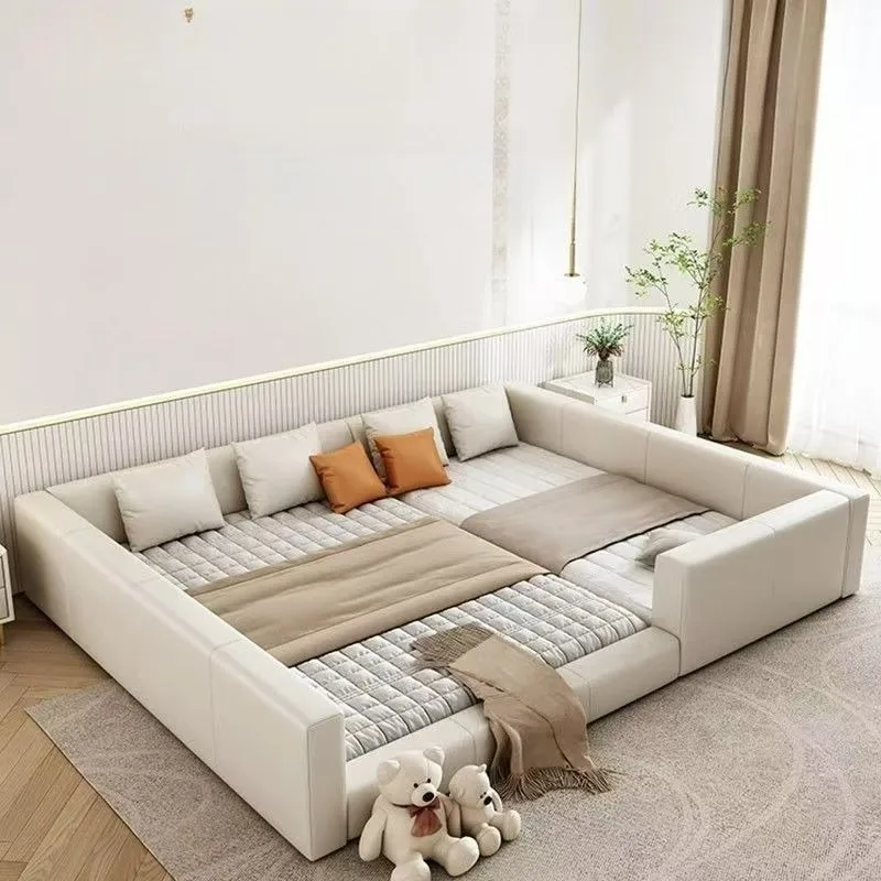 Tatami two-child family  a family of four master bedroom splicing bed simple modern double bed