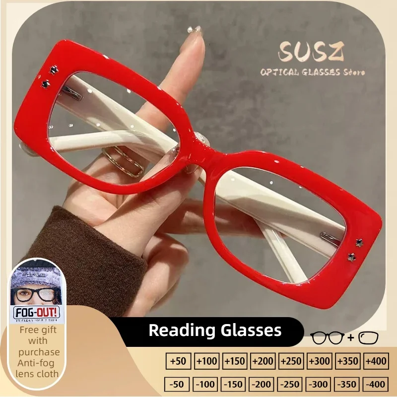 

SUSZ Eyewear Anti-reflection Reading Glasses Ankela Red Cat-eye Glasses for Women, Myopia Prescriptions Available
