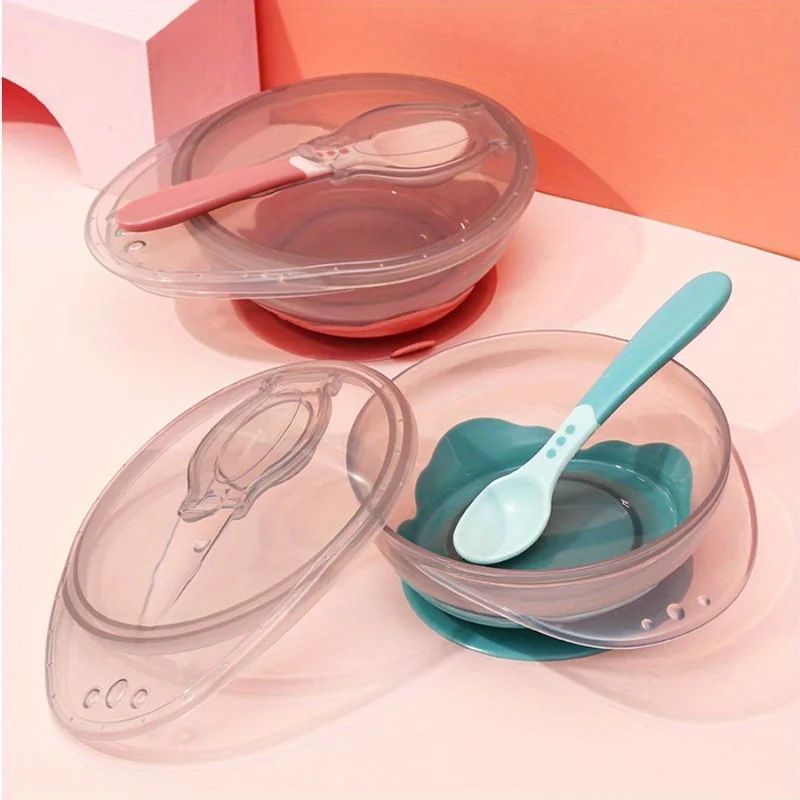 Infant Silicone Plate & Suction Bowl, Strong Suction Anti-Shift, Heat-Resistant Steam-Safe, Baby Food Divided Plate