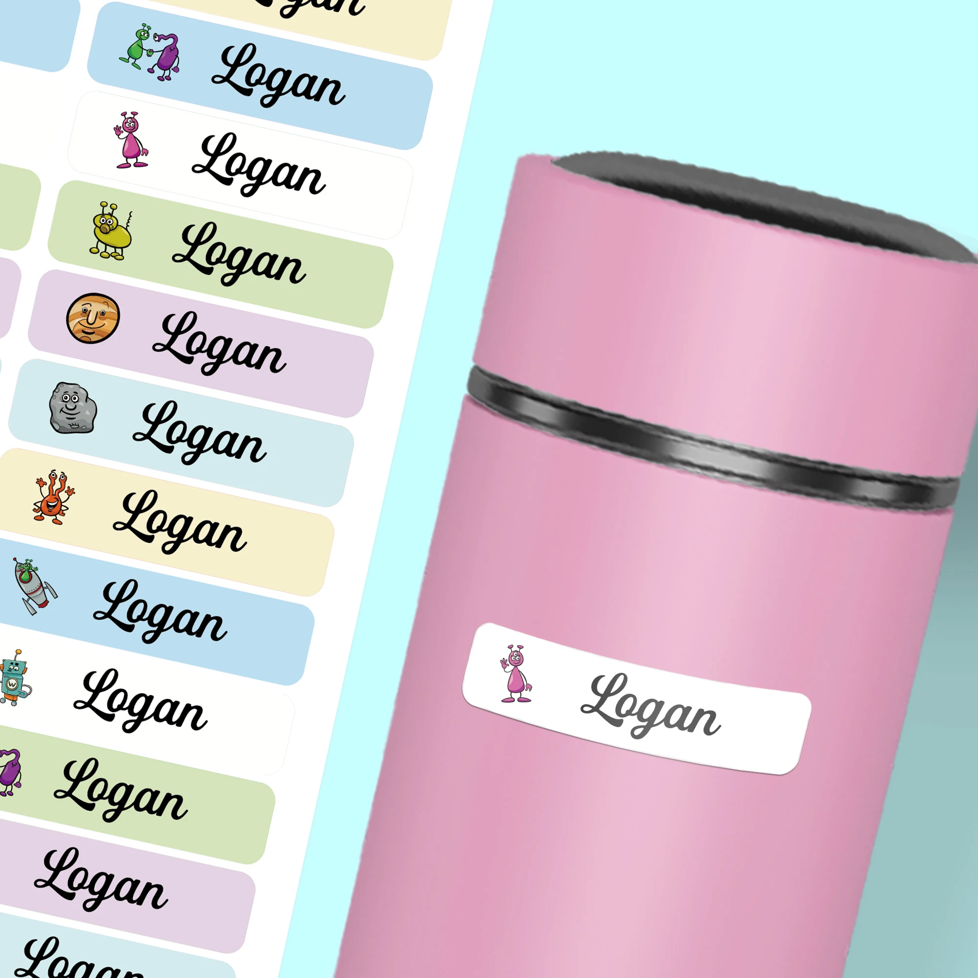 Personalized Name Tags Stickers Custom Mini Pencil Labels Pink Waterproof Stick On Tag For Kids Teacher Parents School Daycare
