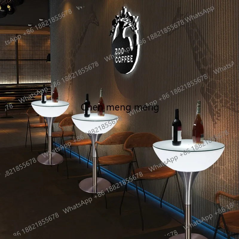Luminous high table loose table round bar table and chair combination balcony waterproof creative outdoor bar