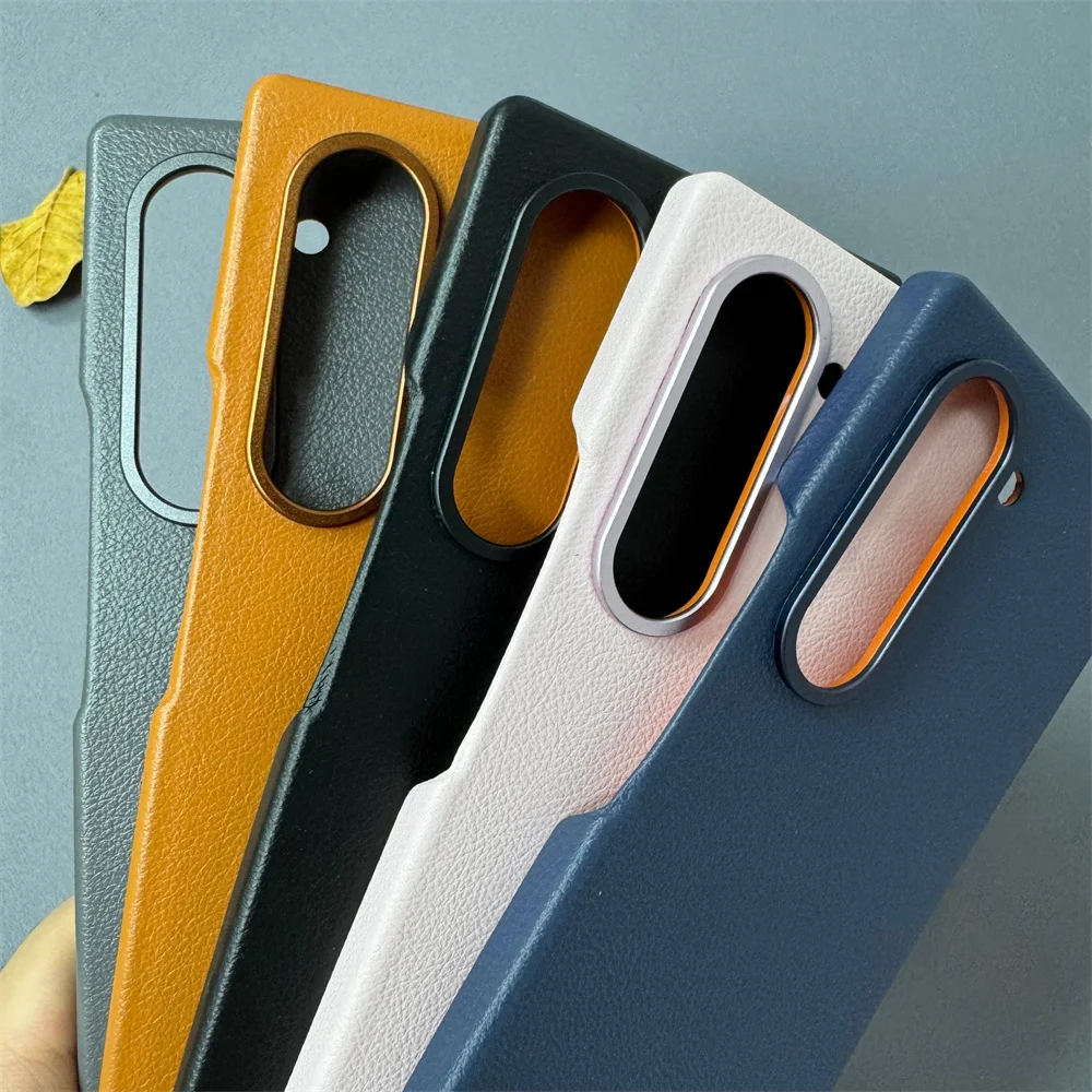 Genuinely Crafted Leather Case For Samsung Galaxy Z Fold6 5G, Fold 6 Case Business Cover, Plain Color, Gray, Brown, Black Colors