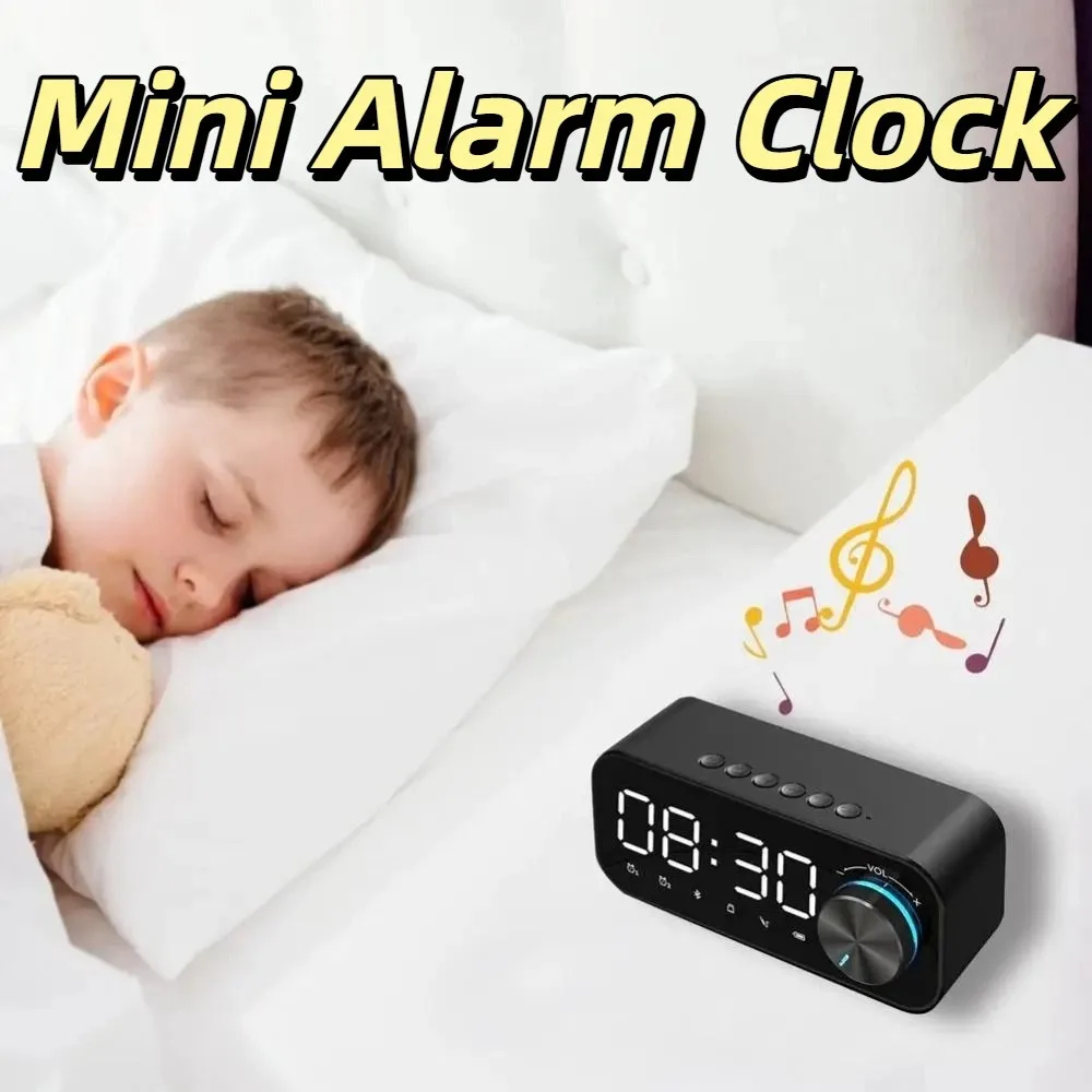 High Volume Bluetooth Speaker Portable Design Small Size LED Alarm Clock Clock Function Super Bass 2 in1 Bluetooth Speakers