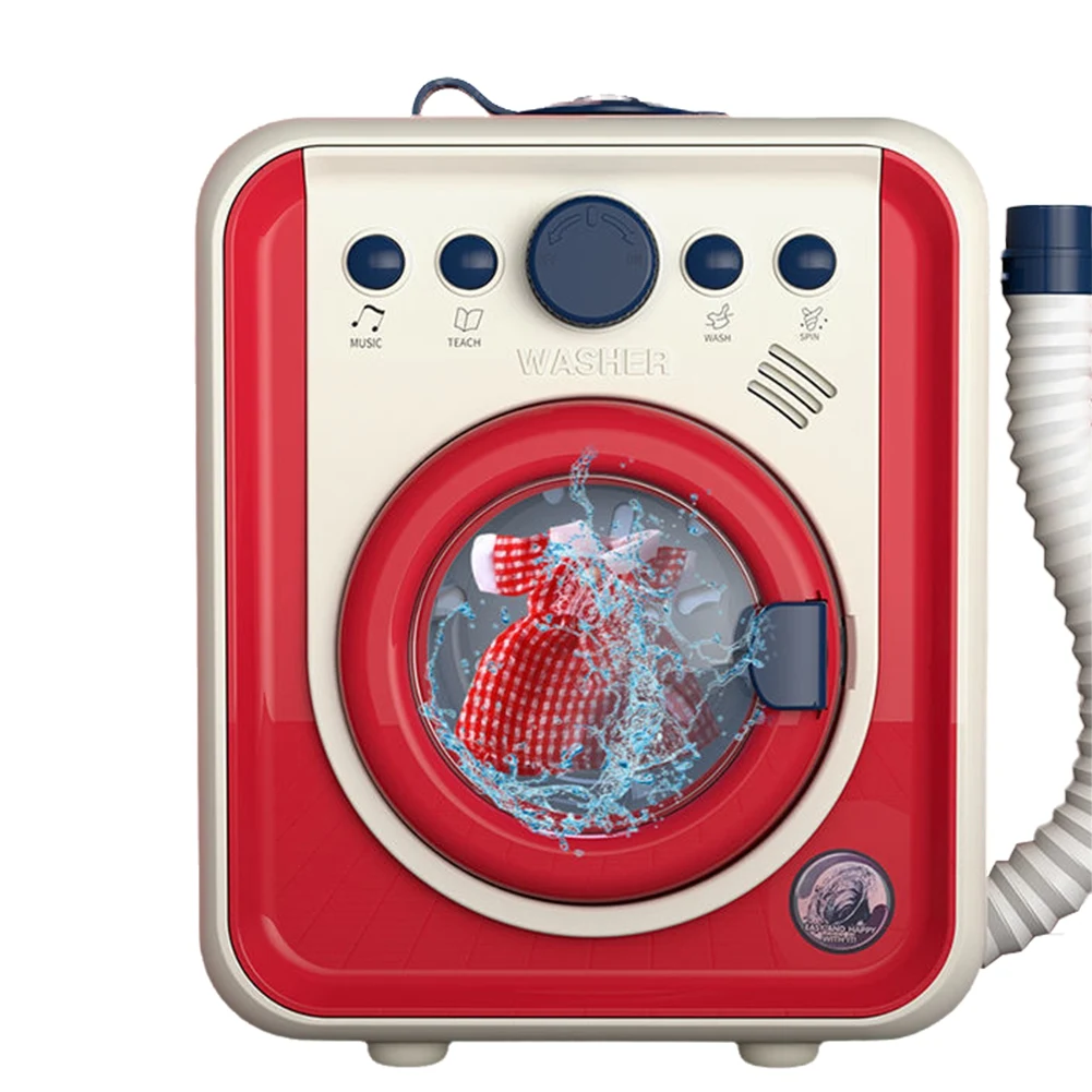

A44U Washing Machine Toy for Kid Mini Simulation Furniture Rotatable Washing Can Add Water Music with Lights Birthday Gift