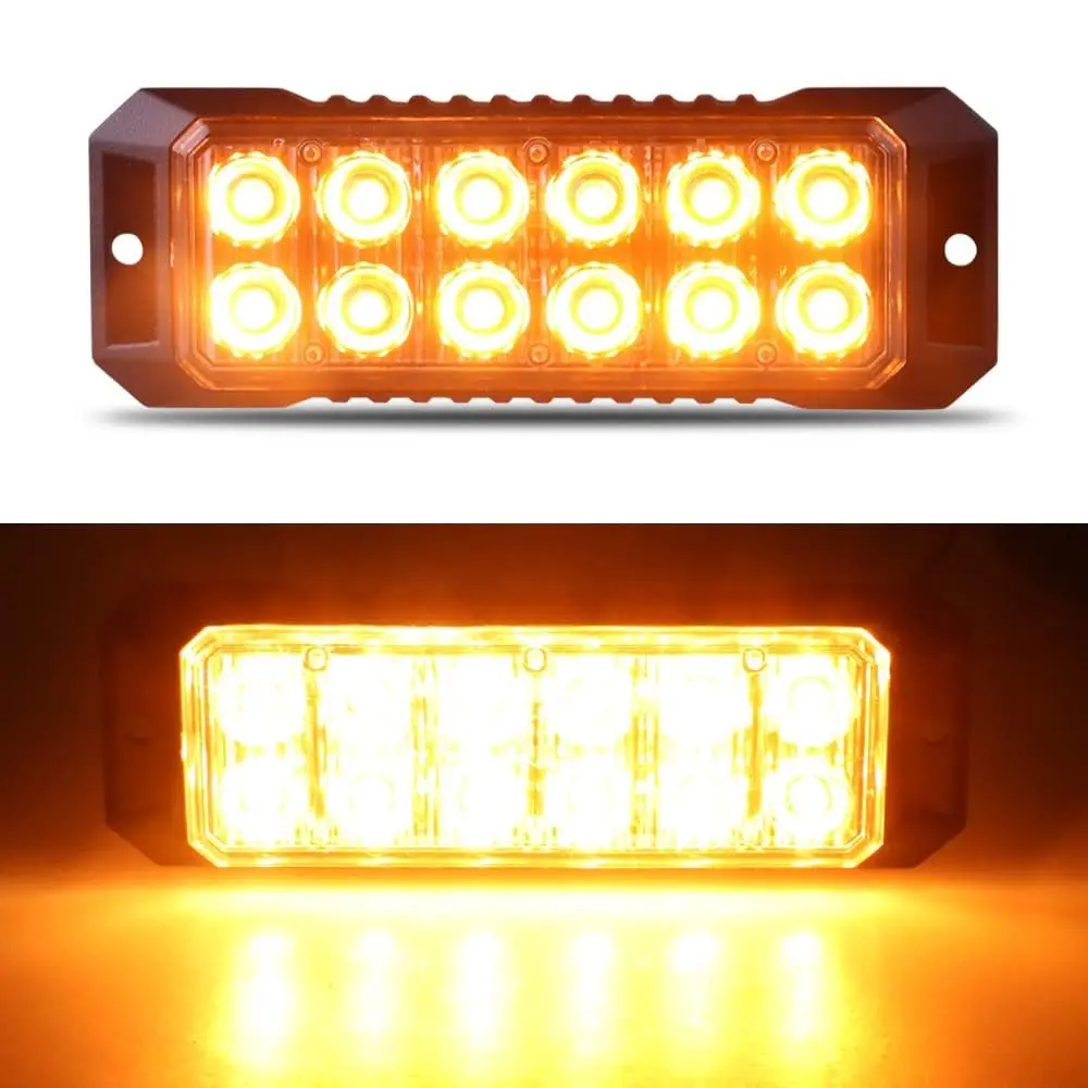 

1PCS 12-LED Flashing Strobe Lights for Trucks Car Vehicle LED Grille Light Head Emergency Beacon Hazard Warning Lights 12-24V