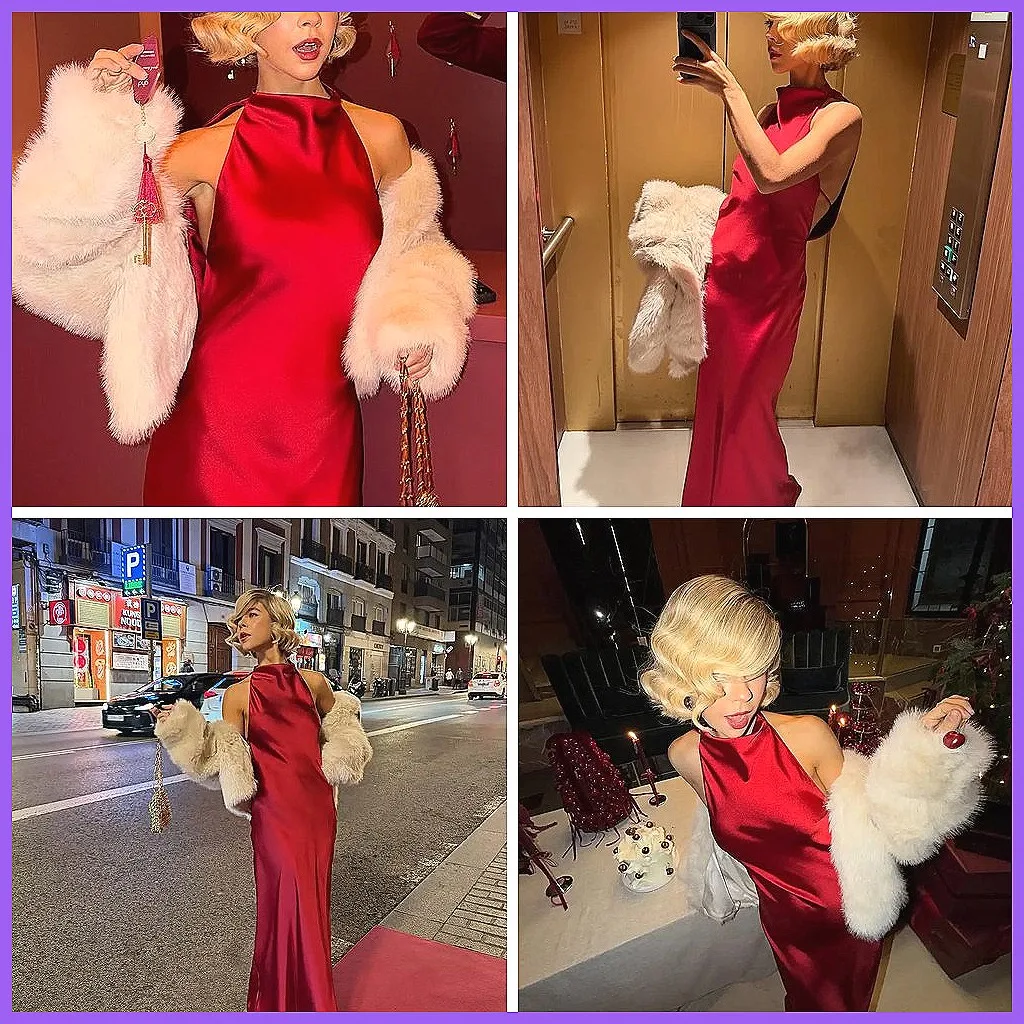 

Elegant 2025 Satin Halter Dress for Women, Backless Off-Shoulder Evening Gown, Party Wear (Characters: 78)