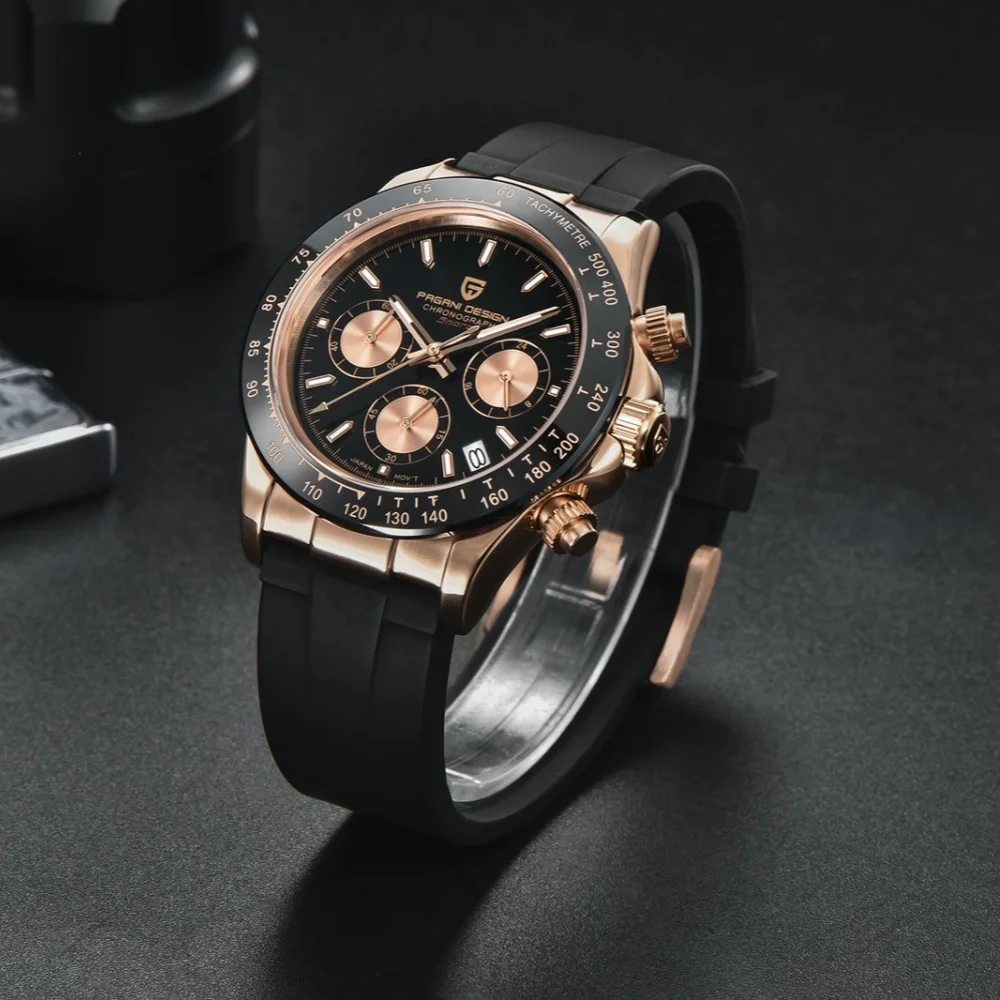 Original New PAGANI DESIGN PD-1664 / PD-1644 Japan VK63 Movt Quartz Wristwatches Sapphire Waterproof Chronograph Reloj Hombre