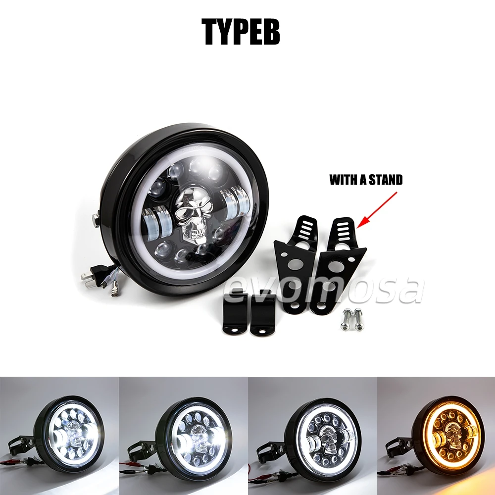 Headlight Bulbs 7 Inch Round Motorcycle LED Headlamp Turn Signal For Lada Niva Urban Offroad For honda CG125 GN125 CB400 CB750 view 3