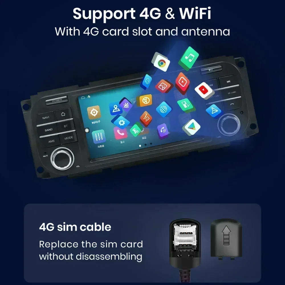 CHSTEK Android 13 Autoradio Per Jeep Wrangler Dodge Grand Cherokee Liberty Chrysler Carplay Lettore Multimediale Stereo WIFI 4G GPS