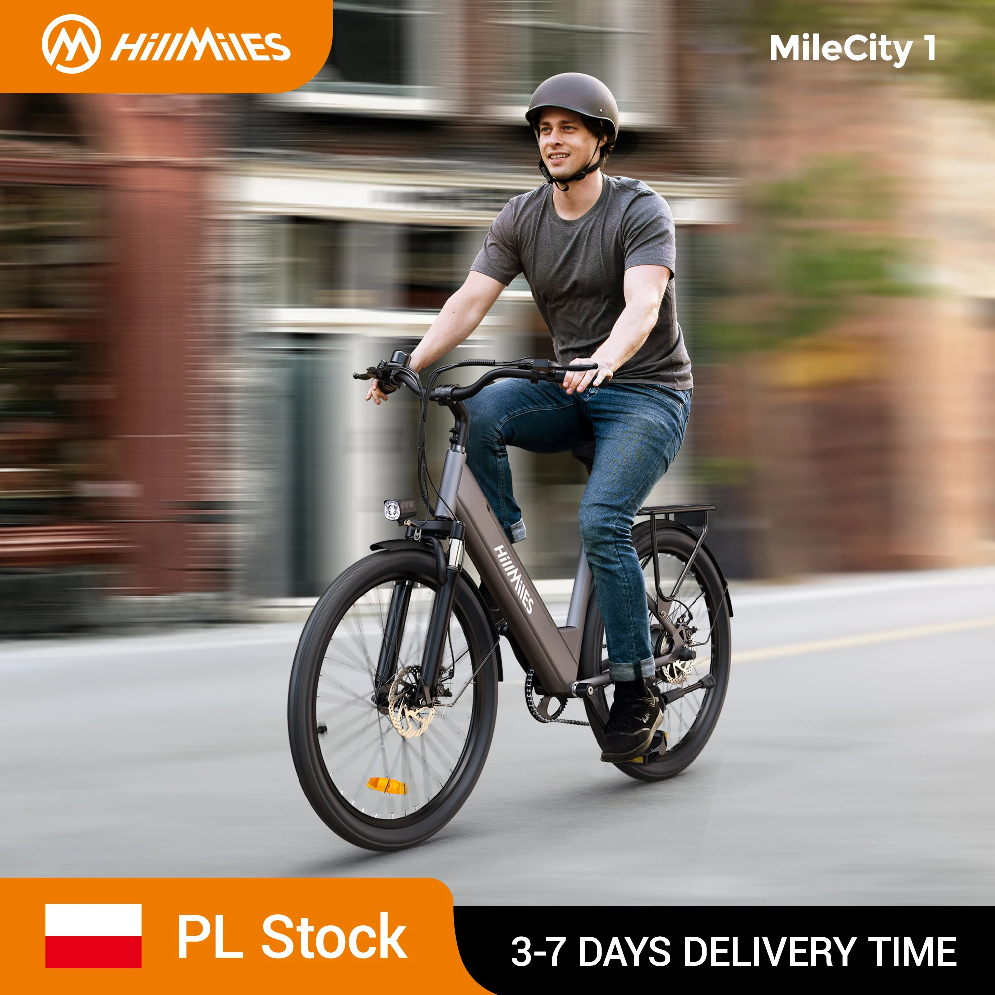 Vélo électrique HillMiles MileCity 26 pouces, cadre à suspension, autonomie jusqu'à 120 km, moteur 250W, batterie 36V 13Ah, vitesse 25 km/h, 7 vitesses, freins à disque, pour la ville, livraison