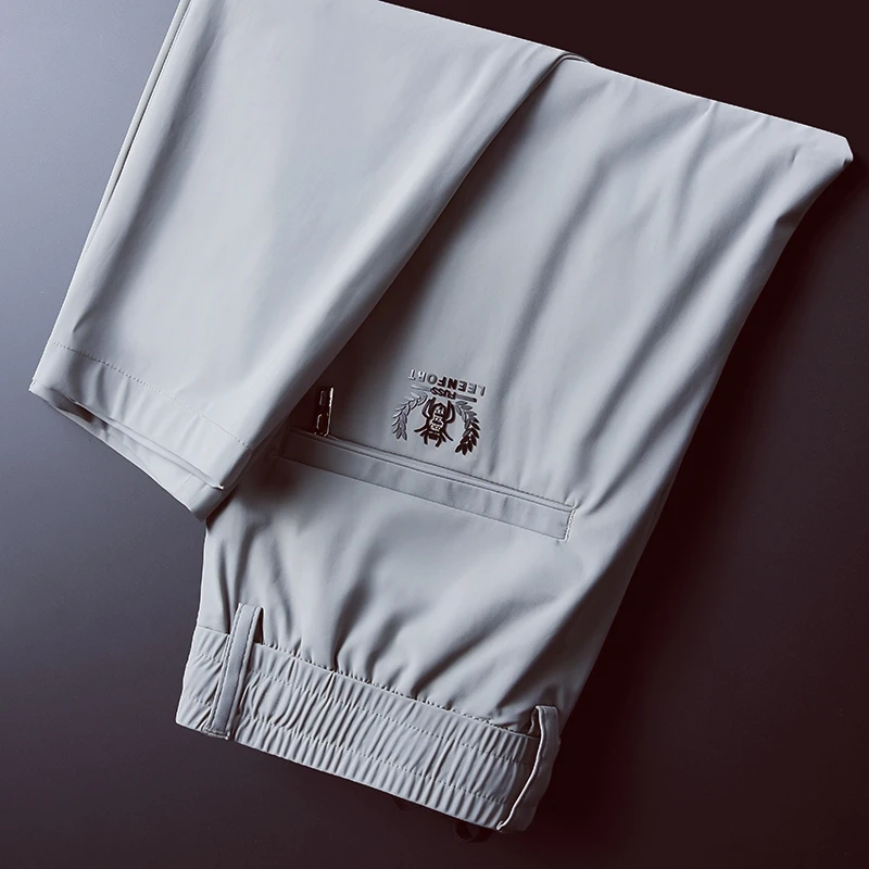 Men's Casual Loose Straight Leg Silk Ice Thin Summer Long Trousers Faionable Urban Sle Low Waist Long Pants Youth Faion