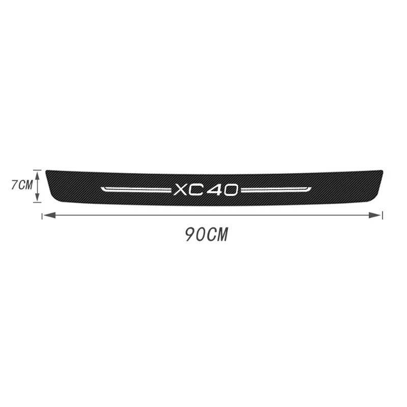 Carbon Fiber Car Threshold Stickers Door Sill Scuff Plate for Volvo XC40 Logo 2000-2023 Rear Trunk Bumper Guard Strips Styling