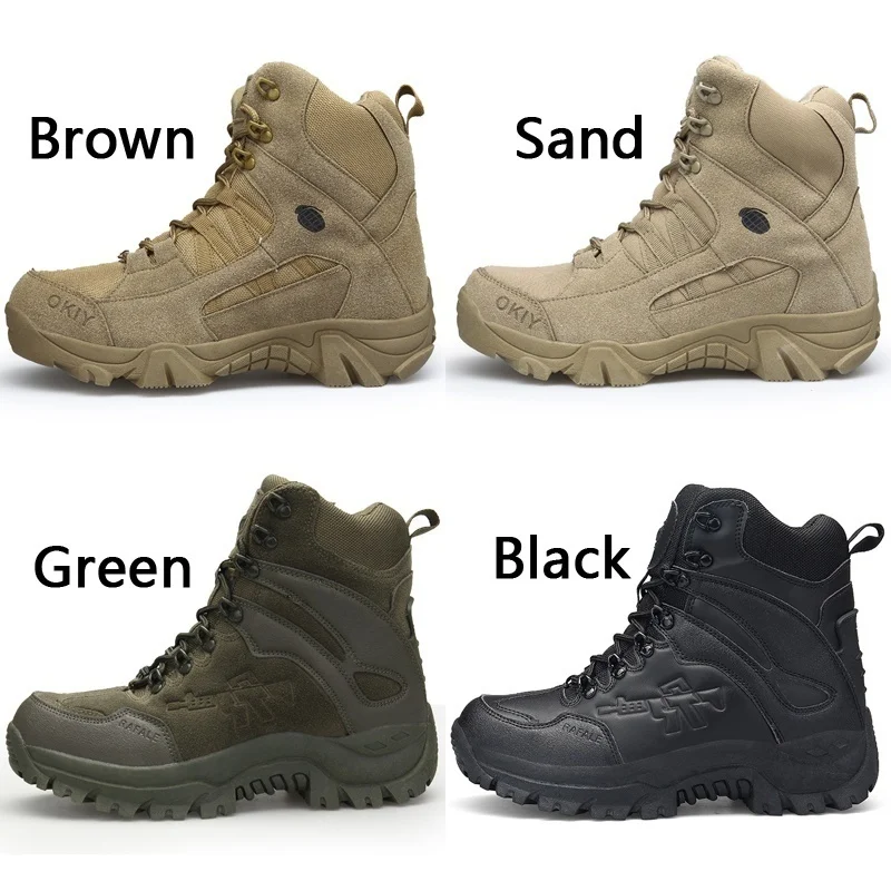 2022 safety shoes Men\'s Military Tactical Boots Waterproof Hiking Combat Boots Army Side Zip work shoes 40-46