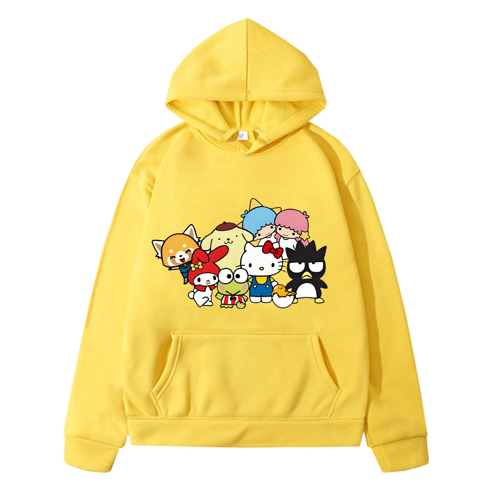 Sanrio Autumn anime hoodie boy pullover y2k sudadera Kawaii jacket hello kitty Print hoodies Fleece sweatshirt kids clothes girl