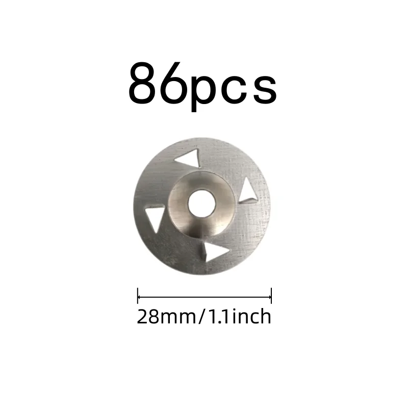 86 pcs 28mm Claw-Type Washers with Pre-Drilled Center Hole, ideal for Gypsum Board Fixing and Gypsum Board Fixing