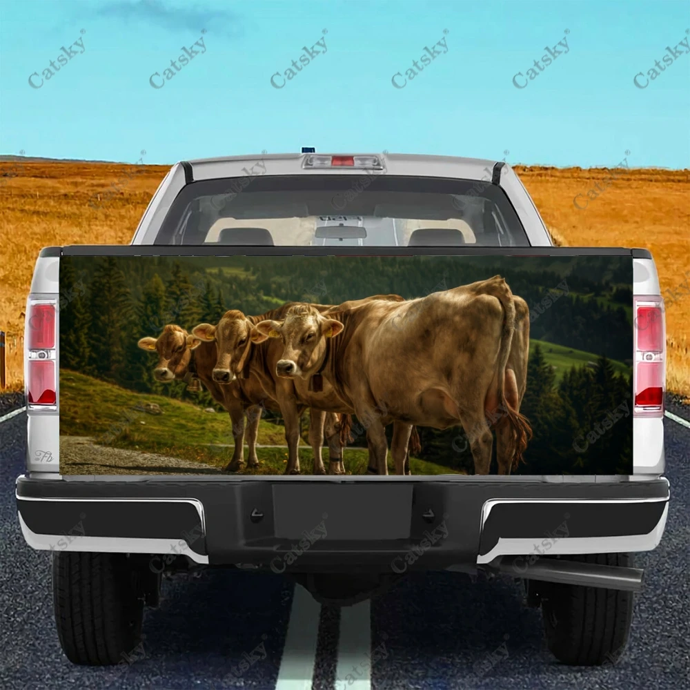 

Animal Brown Cows Printing Car Tail Trunk Protect Vinly Wrap Sticker Decal Car Side Decoration Sticker for SUV Off-road Pickup