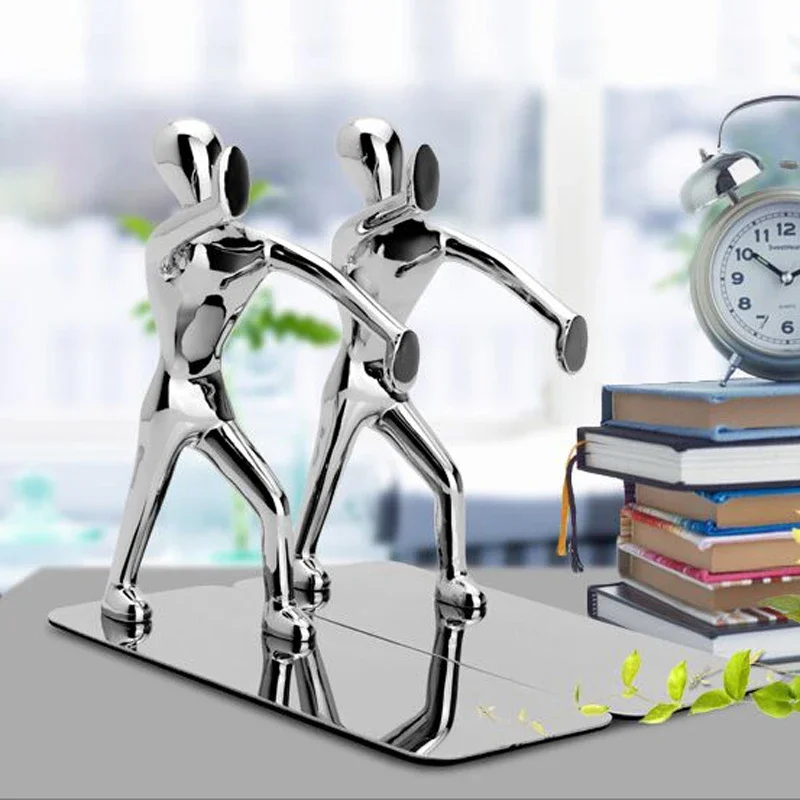 Book Stand  Metal  Kung Fu Figurine Hand Push  Bookend Bookshelf  Office Bookends Desk Organizer Holder Home Shelf