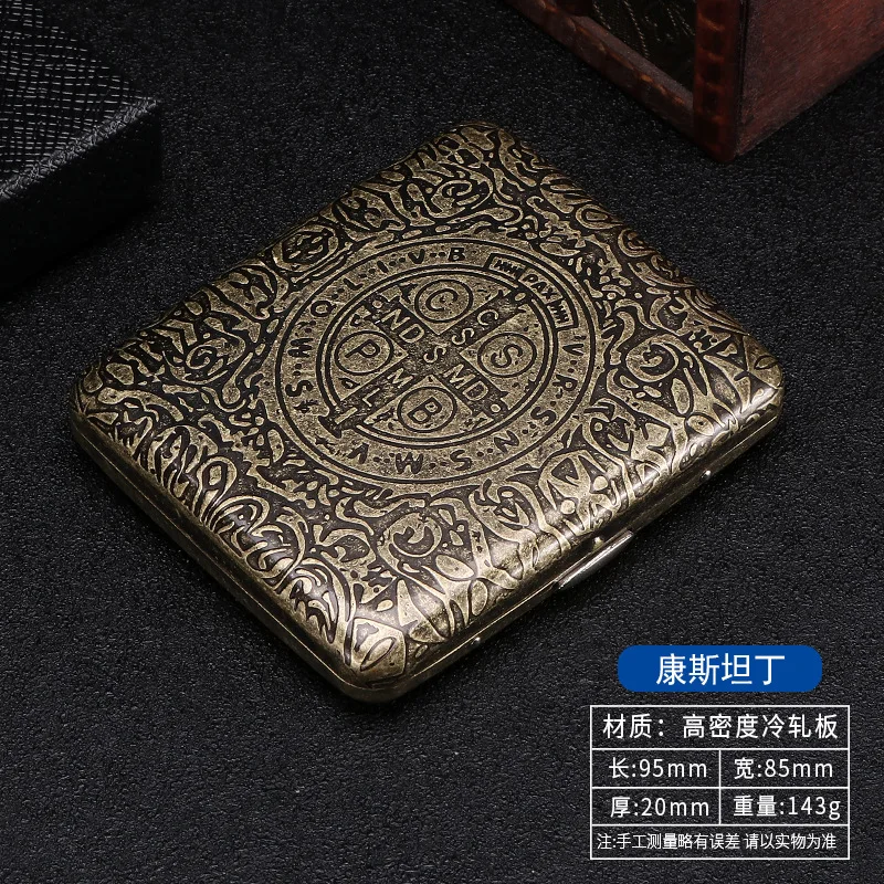Vintage Metal Cigarette Case Container 20 Pcs Regular Size Tobacco Holder Pocket Storage Smoking Accessories Gift Metal Flip