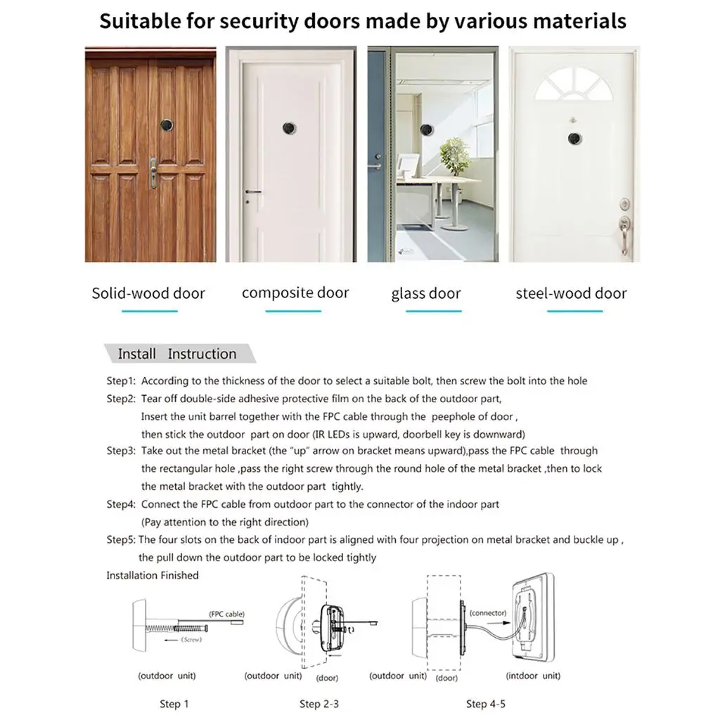 Timbre de Video inteligente inalámbrico para el hogar, cámara de seguridad con timbre de noche para interiores