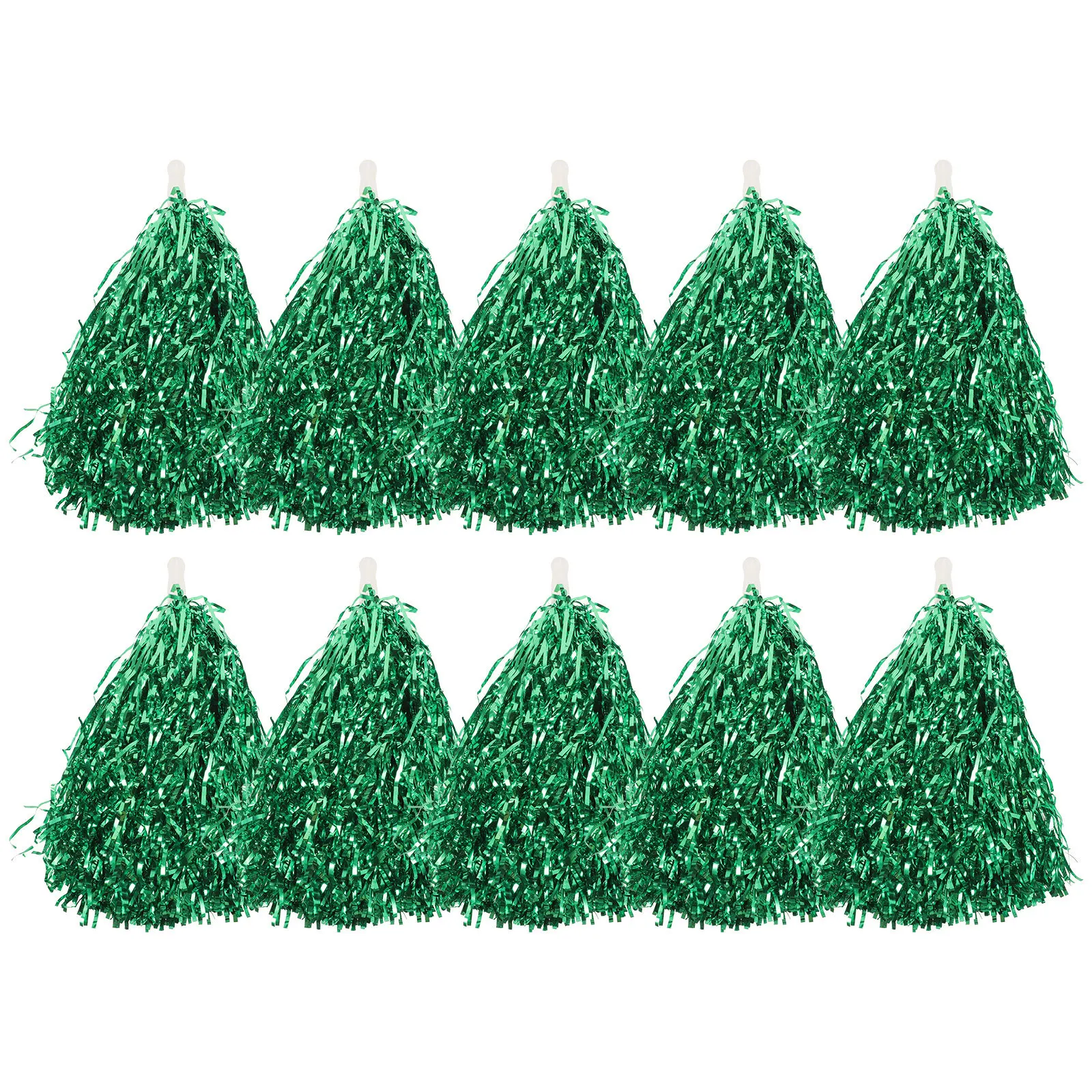 10 pcs 5 Pairs 25G Cheerleader Pom Poms Plastic Lightweight Durable Glossy Finish Ring Handle Smooth Edge For