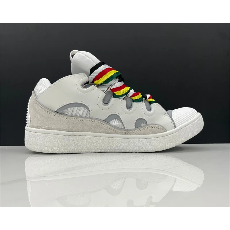 Leren sport- en vrijetijdsschoenen met veters voor heren en dames, retro boardschoenen, nieuwe papa-schoenen - afbeelding 1