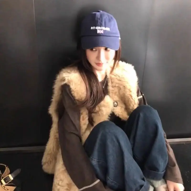 

Women's Cotton Padded Jacket Autumn Winter Korean Style Faux Fur Vest Jacket Faux Fleece Lined Warm Thick Winter Coat New Style