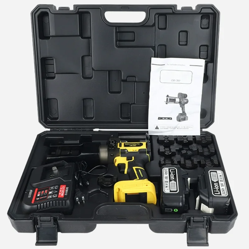 휴대용 유압 펜치 소형 브러시리스 모터 CM-300 전기 압착 펜치 구리 알루미늄 와이어 터미널 압착 펜치