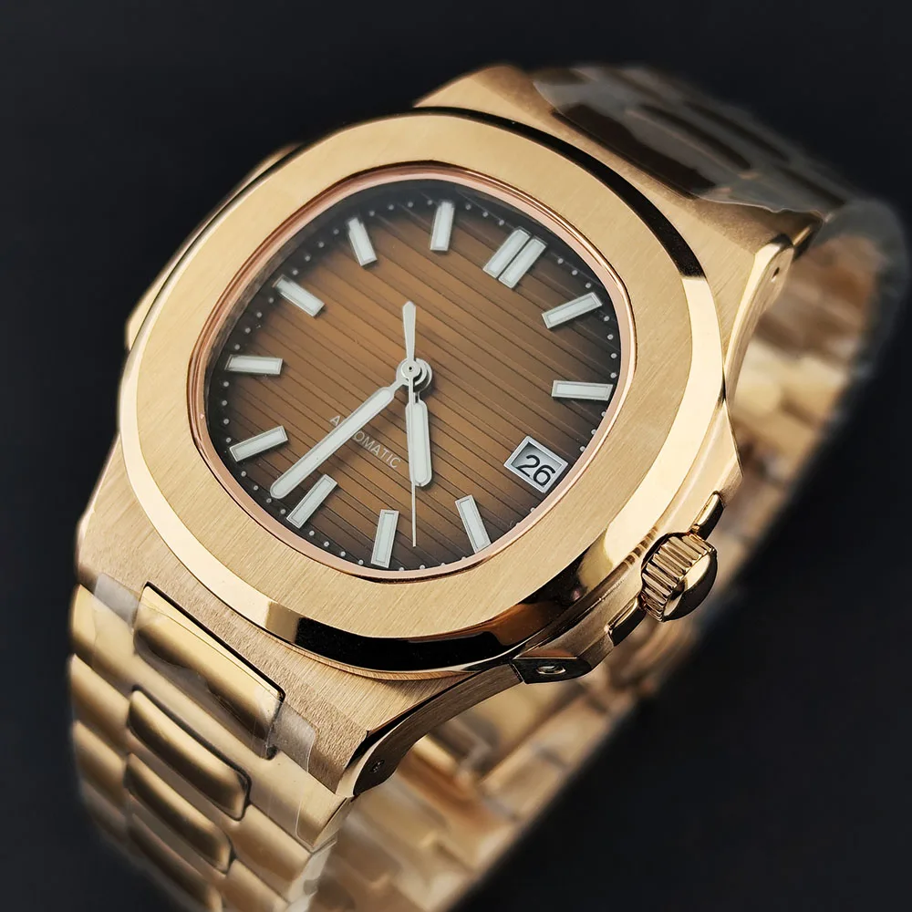 New NH35 Watch Rose Gold Watch Men's Watch Stainless Steel Mechanical Watch Suitable for NH35 Movement Watch Accessories