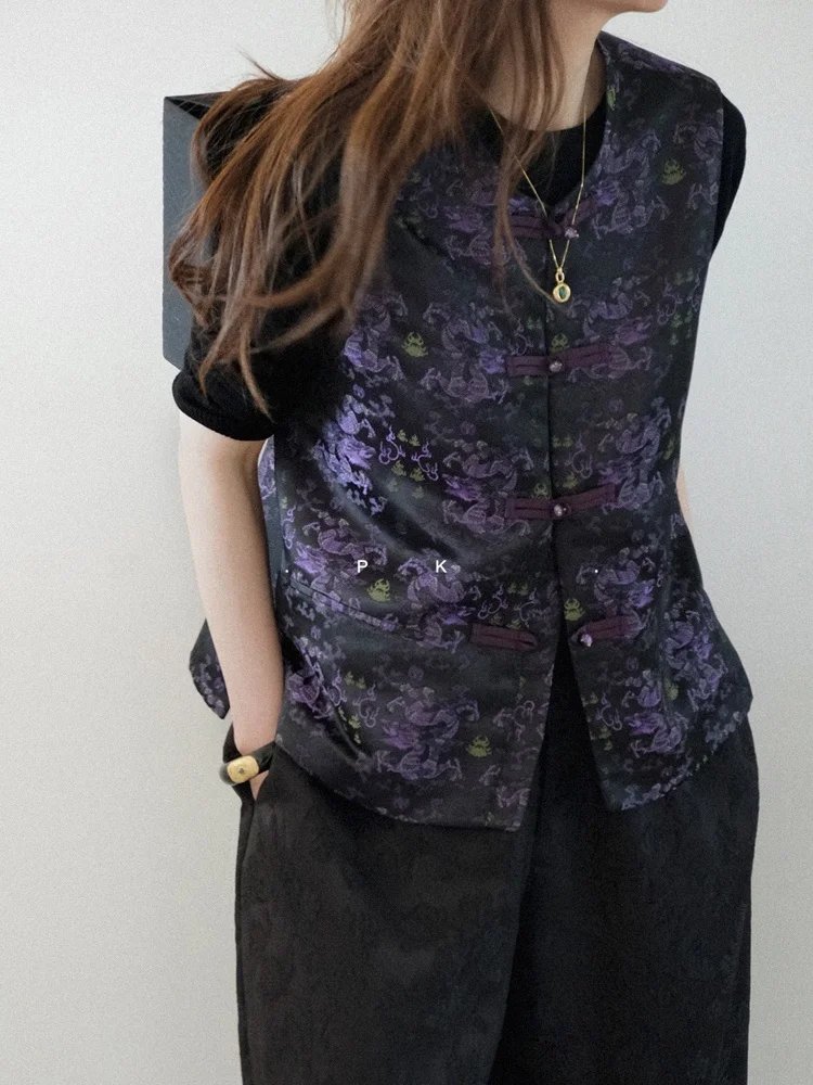 

Модный новый китайский топ в стиле династии Сун с вышивкой, шелковый, с воротником, на пуговицах, с круглым вырезом, из смеси полиэстера и вискозы