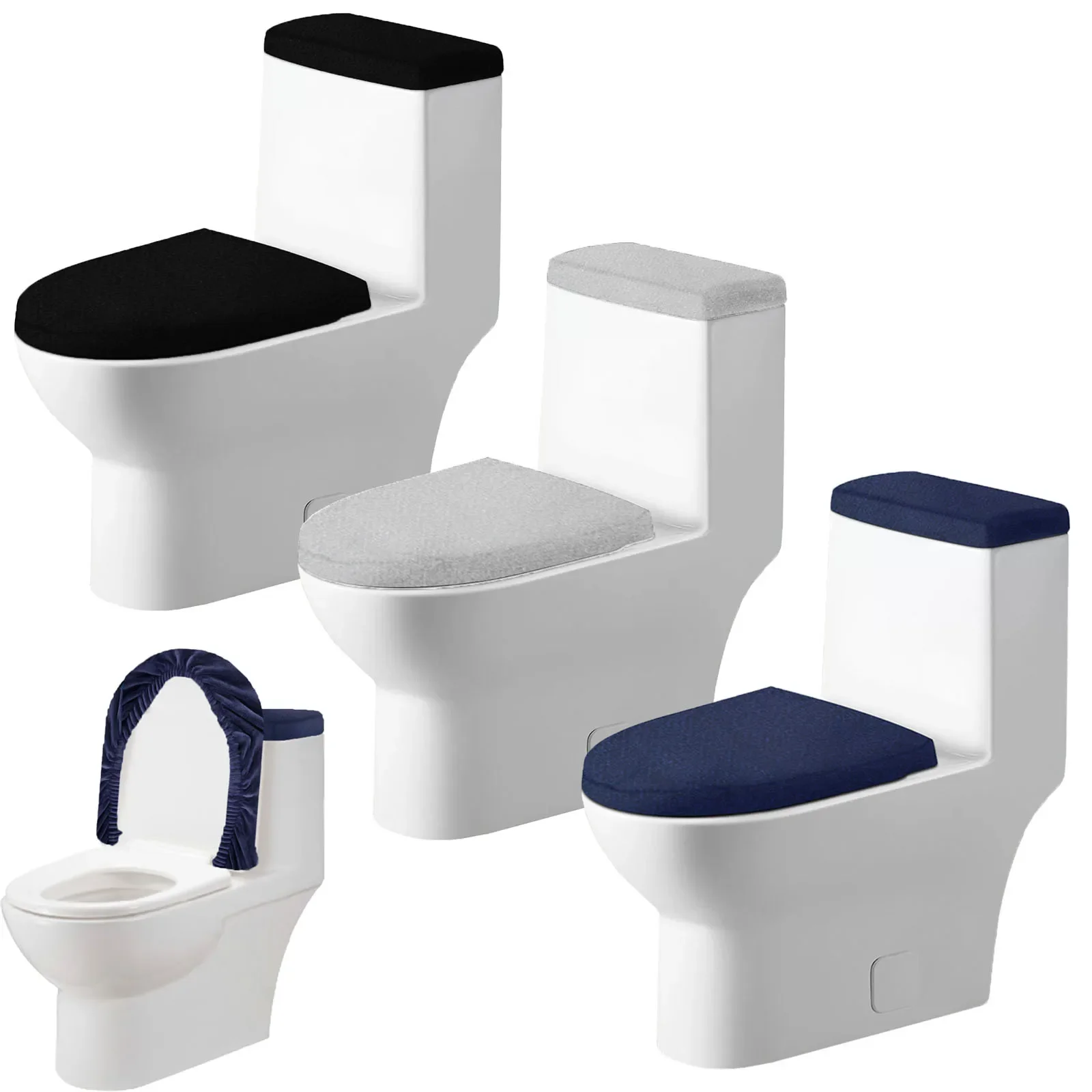 Weicher Toilettensitzbezug, dehnbarer Toilettendeckel und Tankdeckel-Mattenset, universelle, verschleißfeste, elastische Toilettenunterlage, Badezimmerzubehör
