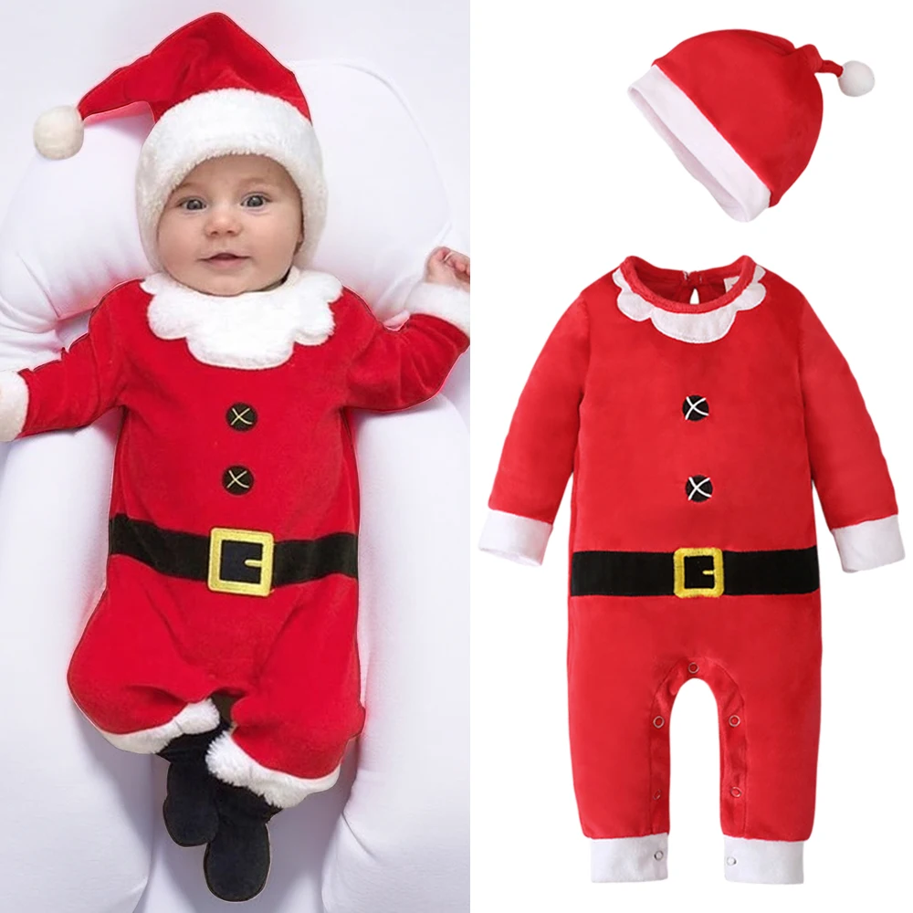 

Newborn Baby Christmas Romper Santa Claus Clothes Long Sleeves Jumpsuit for Toddler New Year Costume Infant Outfits