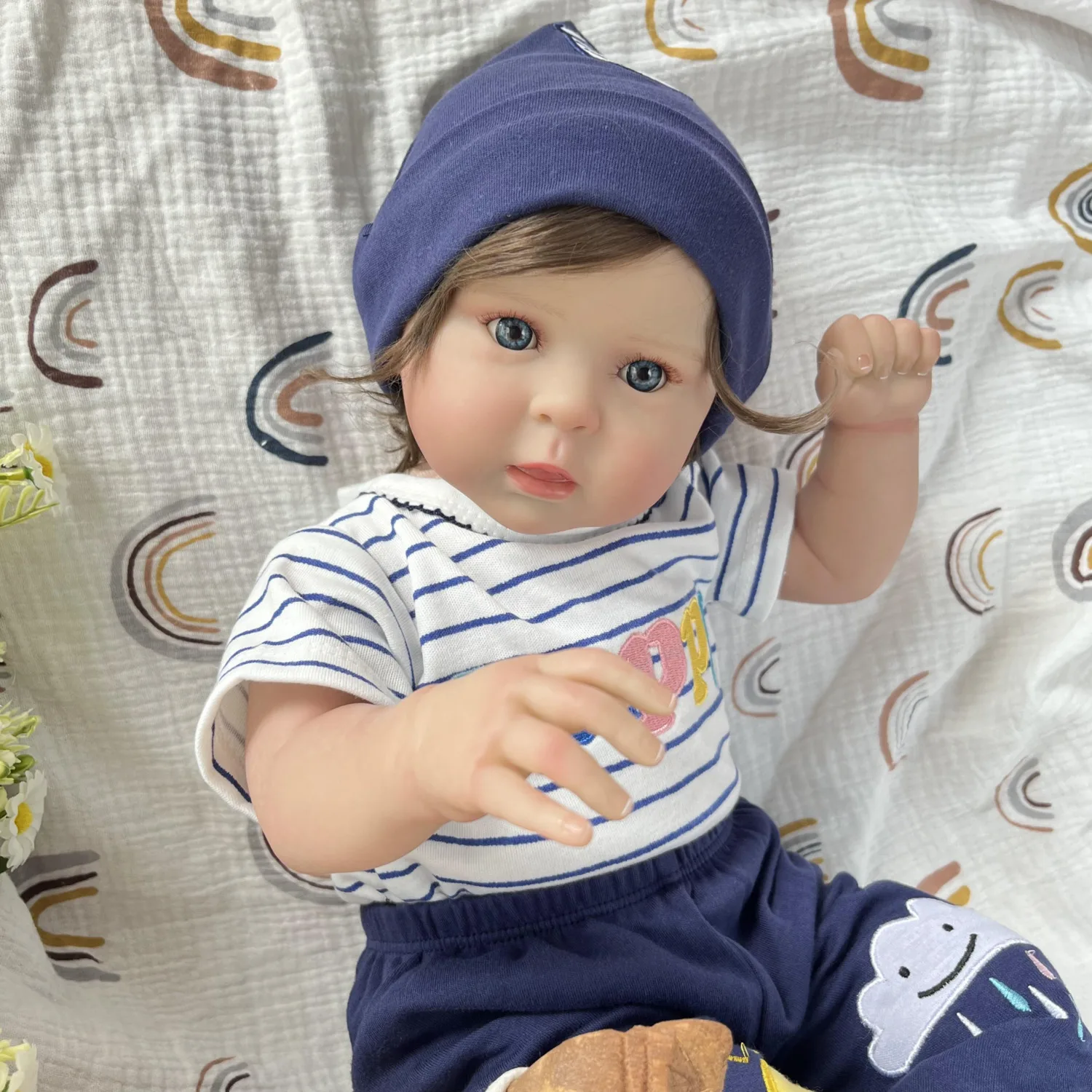 BZDOLL 50 CM Realistyczna Lalka Reborn z Materiału, Ciało z Tkaniny, Zabawka dla Dzieci, Skóra 3D, Księżniczka, Lalka Niemowlę, Uroczy Prezent Urodzinowy