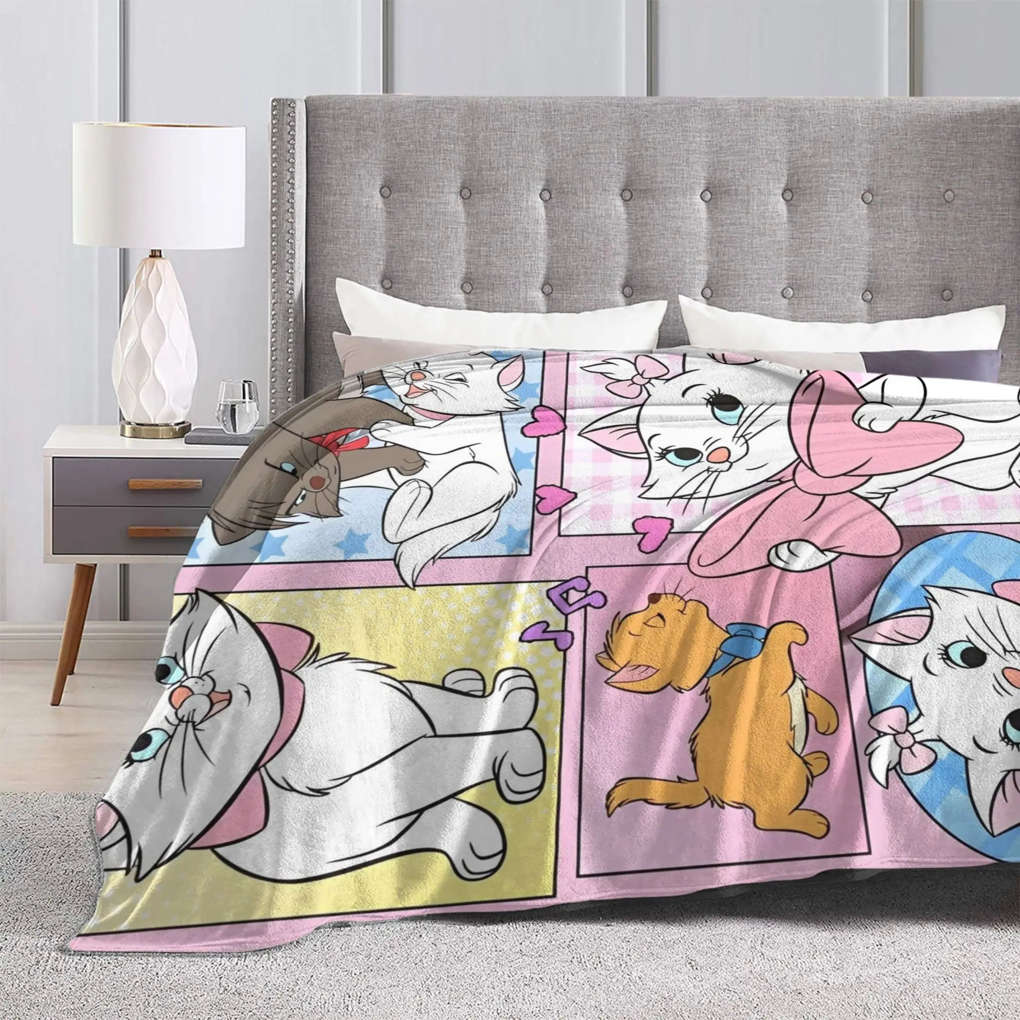 بطانيات أرستوكاتس ماري كات بطانيات كرتونية من الفلانيل مضحكة دافئة لمفرش السرير للشتاء، #3