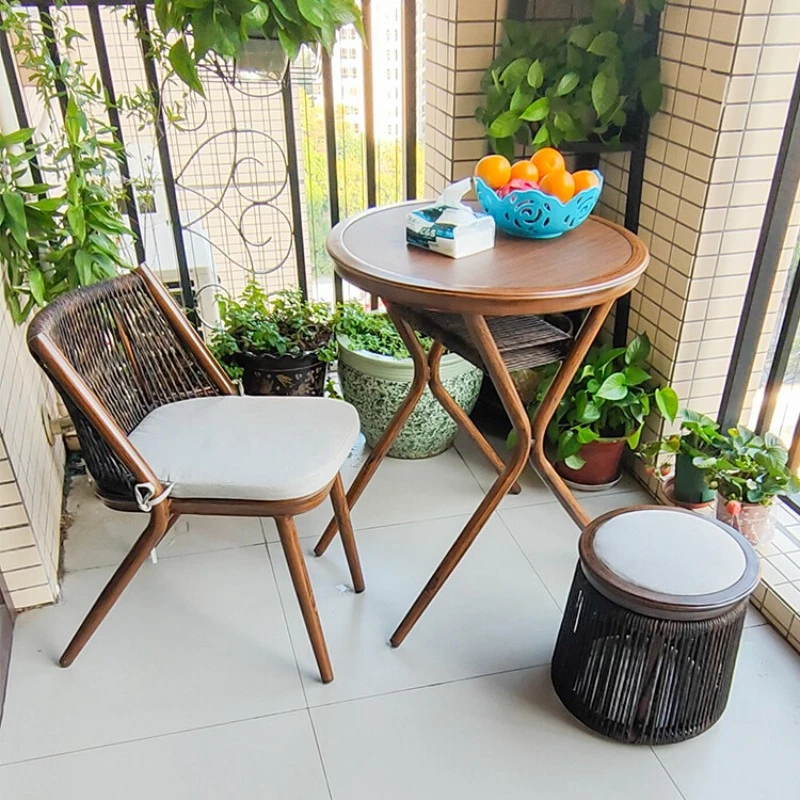 

Balcony small table and chair set of three simple modern tea table and chair combination, one table and two chairs,