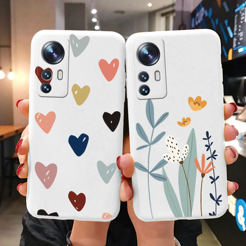 Flower Phone Case For Xiaom 12 5G 12X 12S 12 Lite Funda Cute Heart Cartoon Owl Xiaomi 12 X Mi12 Lite Matte Soft TPU Back Cover