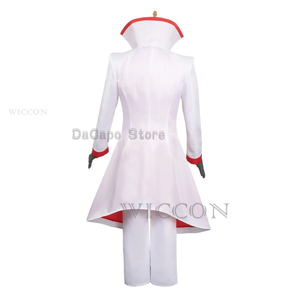 Lucifer Cosplay Anime Hotel Morningstar Cosplay Kostuum Pruik Daddy Wit Pak Duivel Halloween Feest Volwassen Mannen Kostuum